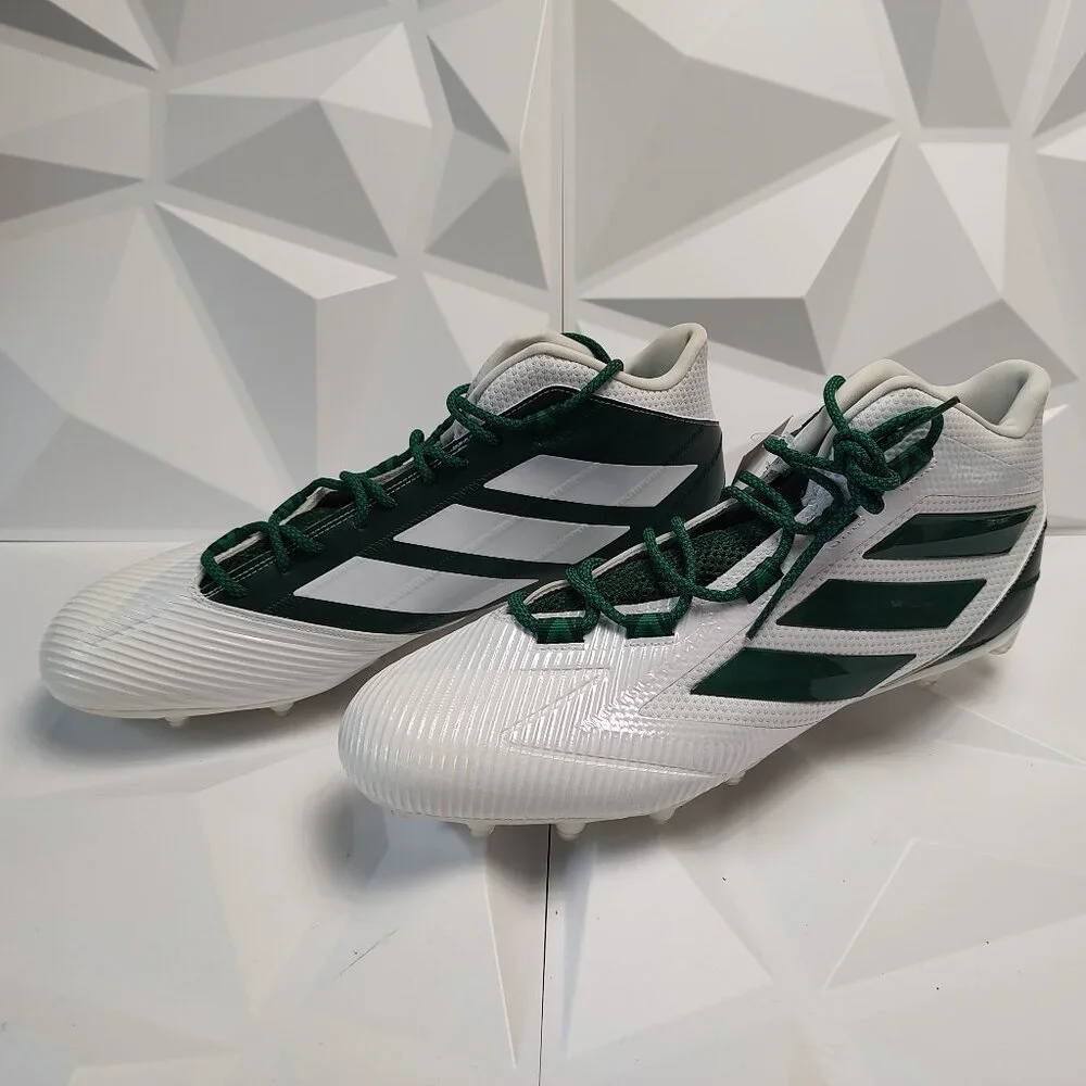 Adidas Mens Football Cleats 16 White Green Shoe Lacrosse Freak Carbon Mid - Picture 10 of 13